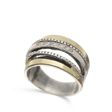 Anel  em prata e ouro 9K com zircónias