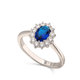 Anel delicado em prata 925 com zircónia azul