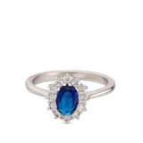 Anel delicado em prata 925 com zircónia azul