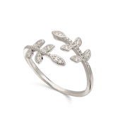 Anel folhas em prata 925 com zircónias