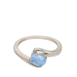 Anel em prata  925 com zircónia e opala azul