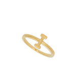 Anel delicado banhado a ouro "I"