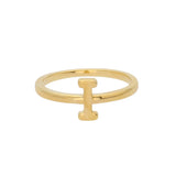 Anel delicado banhado a ouro "I"