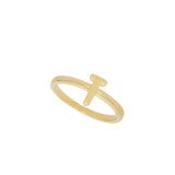 Anel T banhado a ouro