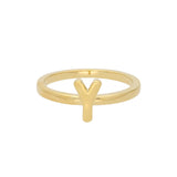 Anel delicado banhado a ouro "Y"