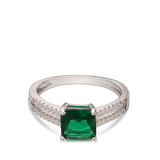 Anel em prata 925 com zircónia verde