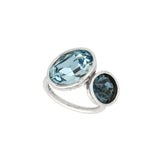 Anel delicado em prata 925 com cristal azul