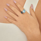 Anel delicado em prata 925 com cristal azul
