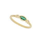 Anel Delicado banhado a ouro com zircónia verde