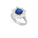 Anel em prata 925 com zircónia azul