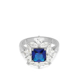 Anel em prata 925 com zircónia azul