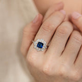 Anel em prata 925 com zircónia azul
