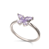 Anel borboleta em prata 925 com zircónia violeta