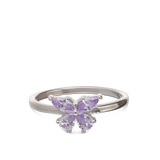 Anel borboleta em prata 925 com zircónia violeta