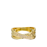 Anel banhado a ouro com zircónias