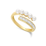 Anel delicado banhado a ouro com zircónia e swarovski