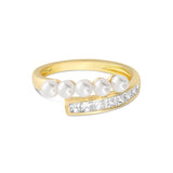 Anel delicado banhado a ouro com zircónia e swarovski