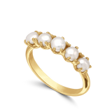 Anel delicado banhado a ouro com pérolas