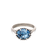 Anel delicado em prata 925 com cristal swarovski azul