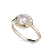 Anel delicado em prata 925 com ouro 9K