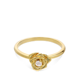 Anel flor banhado a ouro com zircónia