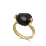 Anel Delicado, Banhado a Ouro, Ónix de cultivo