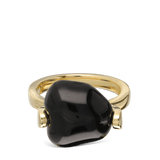 Anel Delicado, Banhado a Ouro, Ónix de cultivo