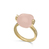 Anel banhado a ouro com quartzo rosa