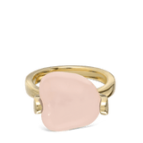 Anel banhado a ouro com quartzo rosa