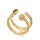 Anel delicado banhado a ouro com zircónia e virdro cristal