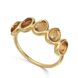 Anel banhado a ouro com cristais castanhos