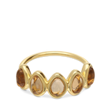 Anel banhado a ouro com cristais castanhos