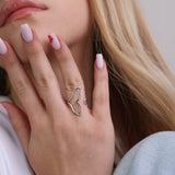 Anel barbatana em prata 925