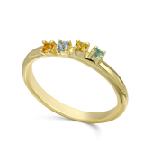 Anel delicado banhado a ouro com mini zircónias coloridas