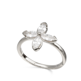 Anel flor em prata 925 com zircónias