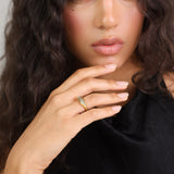 Anel banhado a ouro com zircónias