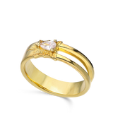 Anel delicado banhado a ouro com zircónia transparente