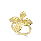 Anel delicado banhado a ouro com flor