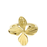 Anel delicado banhado a ouro com flor