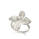 Anel grande flor em prata 925