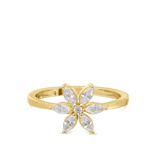Anel flor banhado a ouro com zircónias