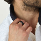 Anel masculino em aço inoxidável preto