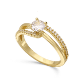 Anel Delicado, Banhado a Ouro, Zircónia de cultivo