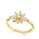Anel flor banhado a ouro com zircónias