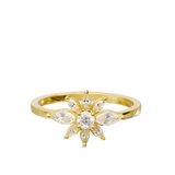 Anel flor banhado a ouro com zircónias