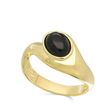 Anel banhado a ouro com ónix oval negro