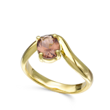 Anel delicado, Banhado a Ouro, Vidro cristal