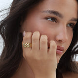Anel grande vintage banhado a ouro