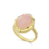 Anel banhado a ouro com quartzo rosa