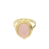 Anel banhado a ouro com quartzo rosa